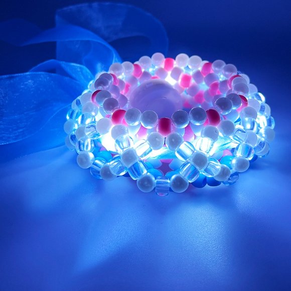 LASR Love Dream Light Up Ribbon Rave Kandi Bracelet - Picture 2 of 6